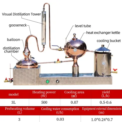 Copper Still Equipment for Brandy and Whiskey Distillation - 3 Liter Copper Pot Still