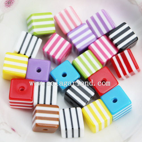 Fashion Square Cube Zebra gestreifte Harz Spacer Perlen