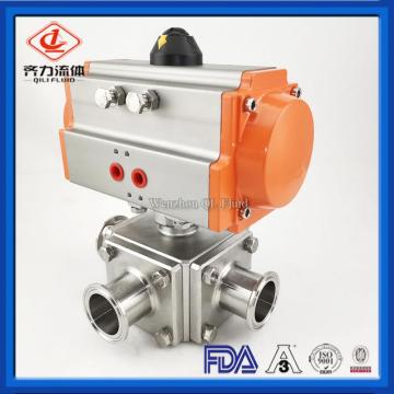 Sanitary 3 Way Pneumatic Ball Valves