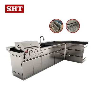 Custom Made BBQ Charcoal Grill Cabinet Outdoor Kitchen