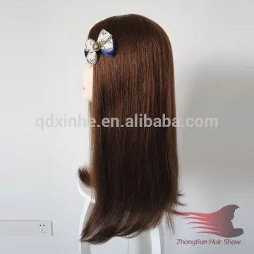 Light brown color human hair full lace wig medical wig silk top silicone wig