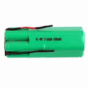 NiMH 5/6AAA Battery Pack, 12V Nominal Voltage, 600mAh Capacity
