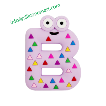 B Letter shape baby teether silicone teething toys silicon teethers ring