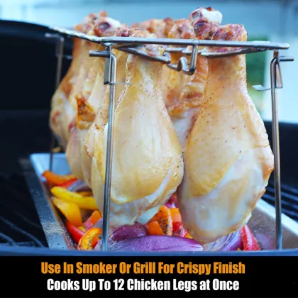 Chicken Wing & Leg Rack Stainless Steel Vertical Roaster Stand & Drip Pan