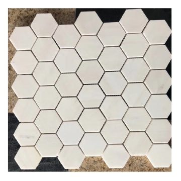 Glossy Pure White Marble Hexagon Mosaic