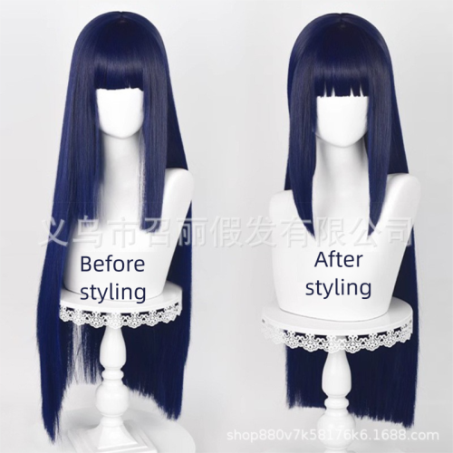 Hyuga Hinata Cosplay Wig Blue Black Simulated Scalp 2
