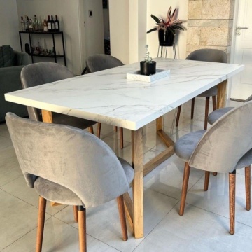 Modern Luxury Cheap Price Rectangular Marble Top Dining Table for Kitchen and Restaurant