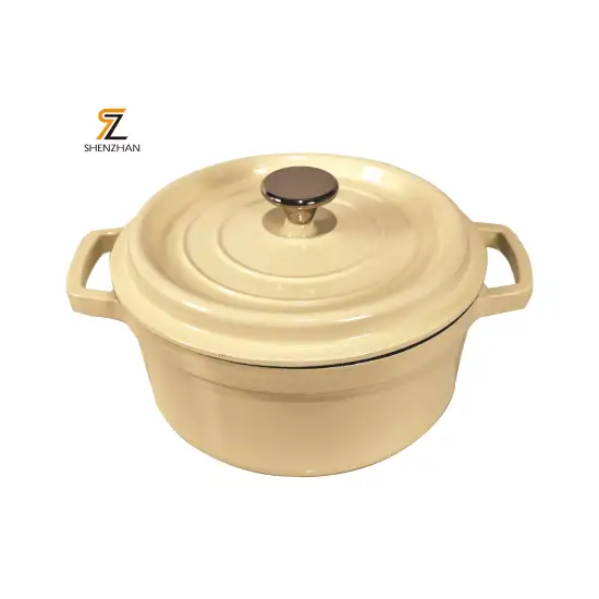 Factory-Price Enamel-Coated Cast Iron Soup Pots - Round, Customizable OEM Options for Home Kitchen Use with Lid Included