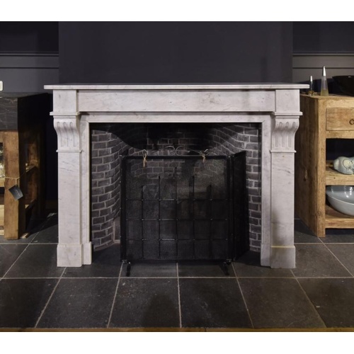 Handcrafted Solid Marble Fireplace Mantel Classic Design