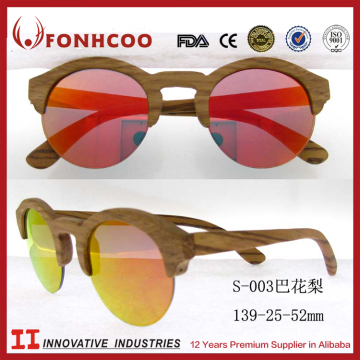 FONHCOO Modern Brand New Half Frame Round Shaped Wooden Sunglasses Made In China
