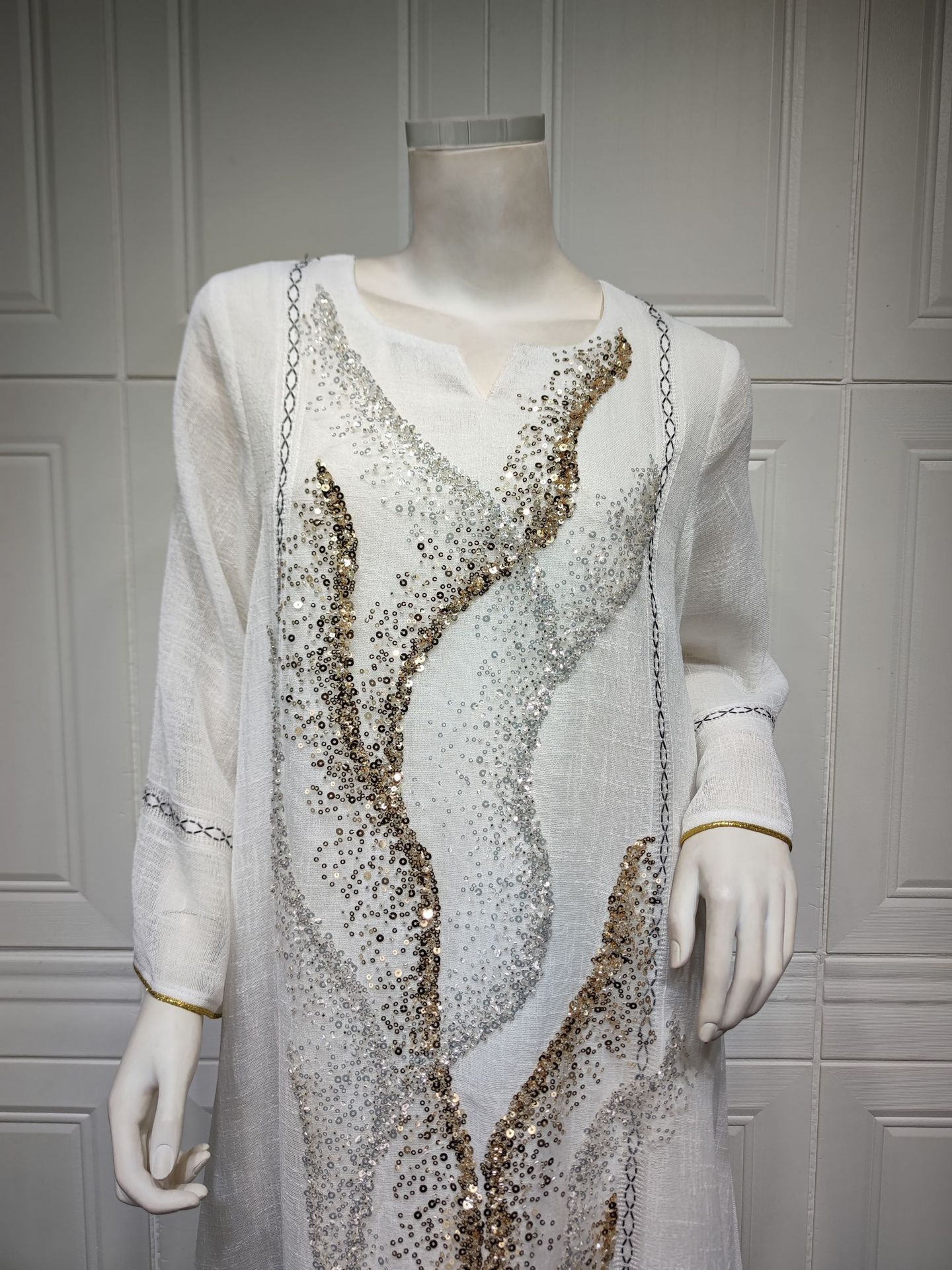 Luxury Mesh Embroidered Abaya Dress for Women