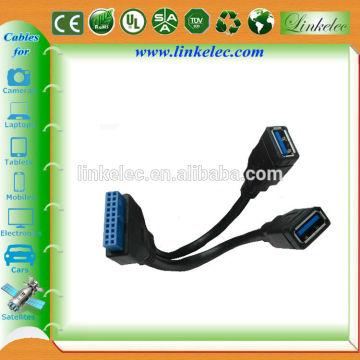 Factory price 3.0 usb cable dual female to 20 pin data cable usb cable 3.0