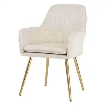 Velvet Seat Cushion Accent Chair with Metal Legs - Modern Luxury Style Living Room Furniture