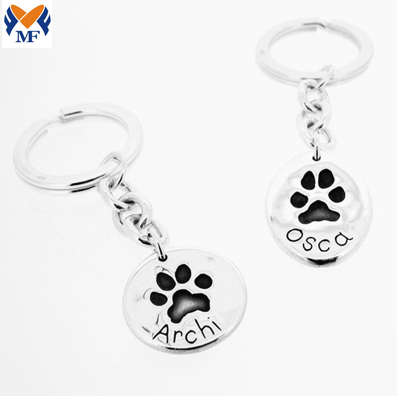 Metal Custom Logo Enamel Paw Print Keyring