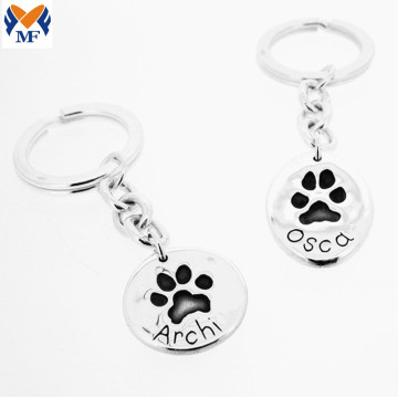 Cincin Kunci Cetakan Enamel Paw Logo Tersuai Logam