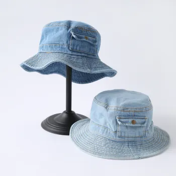 Custom Logo Denim Bucket Hat - Wholesale Simple Design Fisherman's Hat
