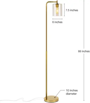 Industrial Floor Lamp with Hanging Glass Shade for Living Room and Bedroom
