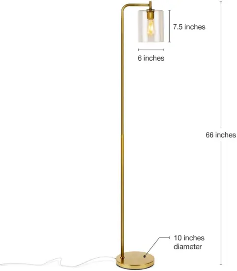 Industrial Floor Lamp with Hanging Glass Shade for Living Room and Bedroom
