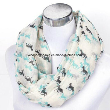 Lady Circle Print Animal Horse Cotton Snood