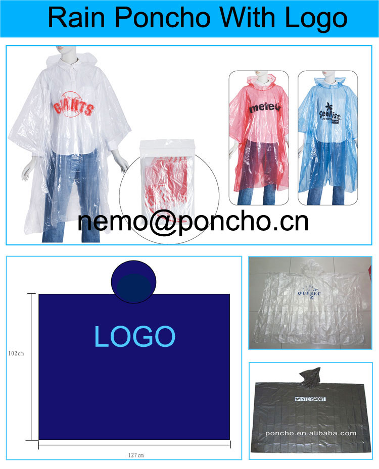 Logo printed rain poncho