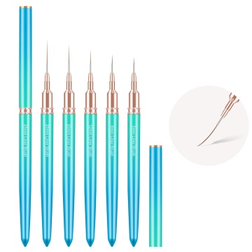 Private Label Custom 5pcs Blue Green Nail Brushes Set