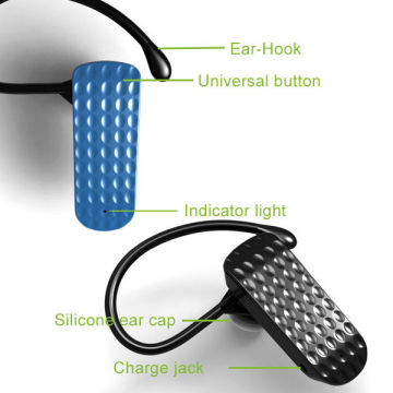 Blue Ear-hook Mono Bluetooth Headset 10m Dc 2.0 Wireless With Microphone