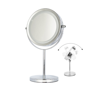 Moderno personalizzabile 360 ​​gradi rotante 5x Specchio di supporto illuminato ingrandito per il trucco