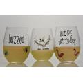 Custom Stemless Wine Glass Custom Stemless Wine Glasses Bulk with Yellow Glitter Supplier