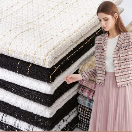 Wholesale 100% Polyester Plaid Tweed Fabric for Apparel