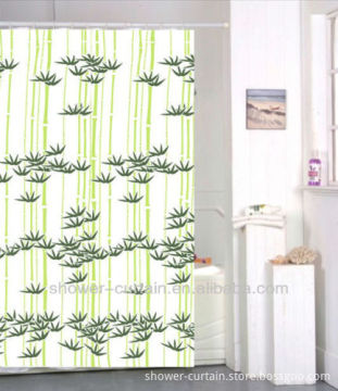 polyester leaf printd shower curtain