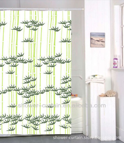polyester leaf printd shower curtain