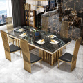 Luxury Gold Stainless Steel Marble Home Dining Table