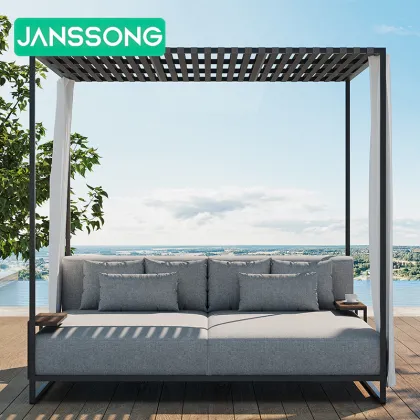 Modern Aluminum Pool Lounger Double Seat Daybed for Hotels and Resorts