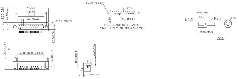 Male D-SUB Mini Dsub PCB Electronic Computer Connector (DBXM)