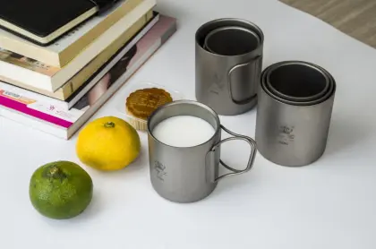 Double Walled Titanium Cup Insulated Outdoor Camping