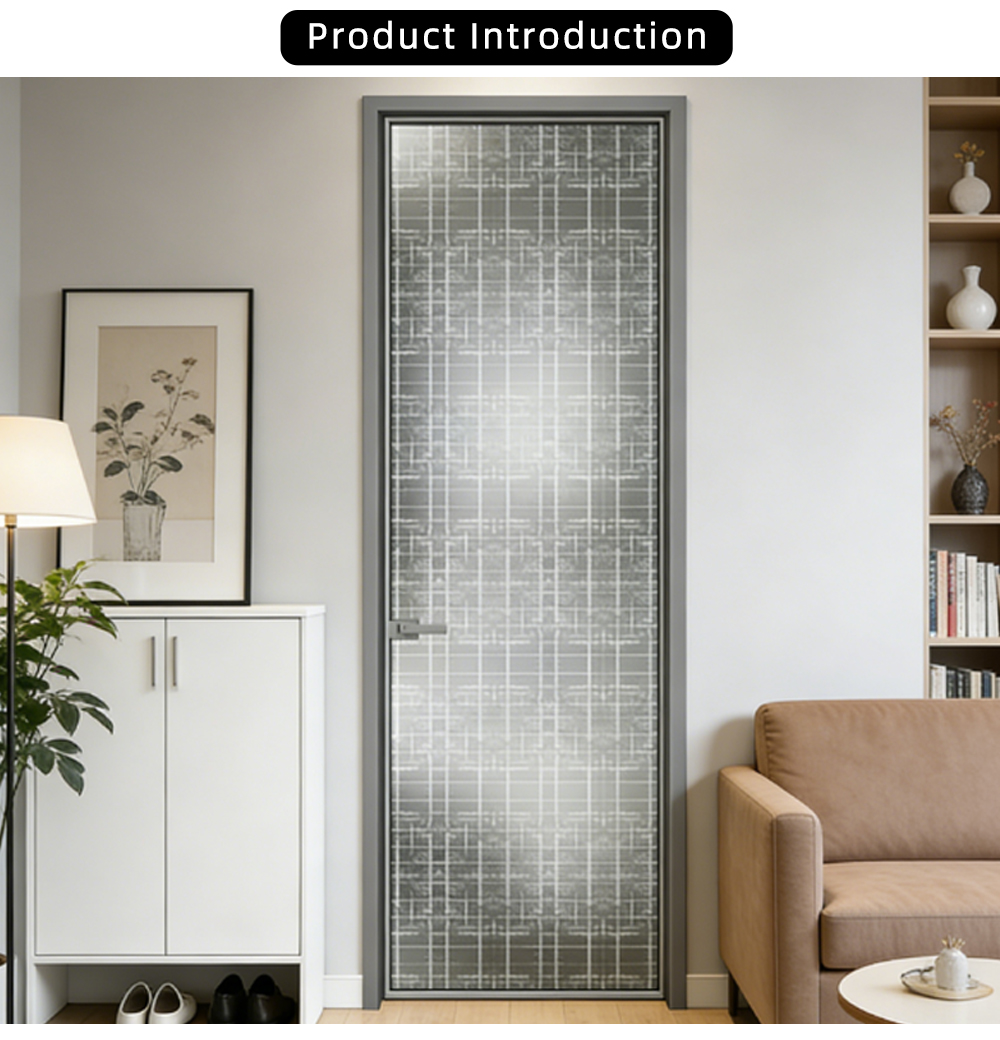 Slim Frame Textured Glass Interior Door YJ-P053