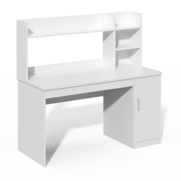 Wooden Dual-Use Desk with Bookshelf for Home Office and Study