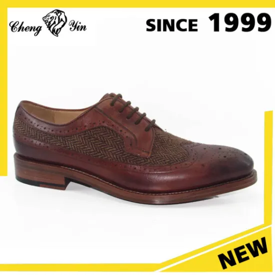 Italian Goodyear welt design Lace-up luxurious Oxford man made leather sole Dress Shoes Men
