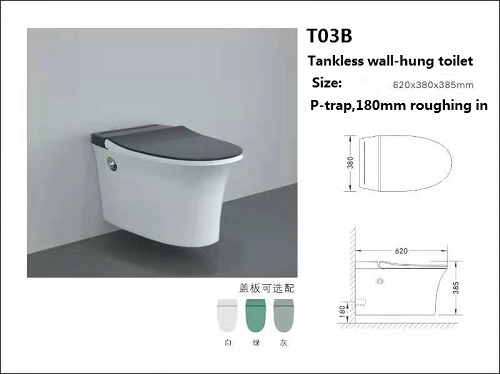 tankless toilet Bathroom wall hung toilet no cistern hanging wc with CE certificate