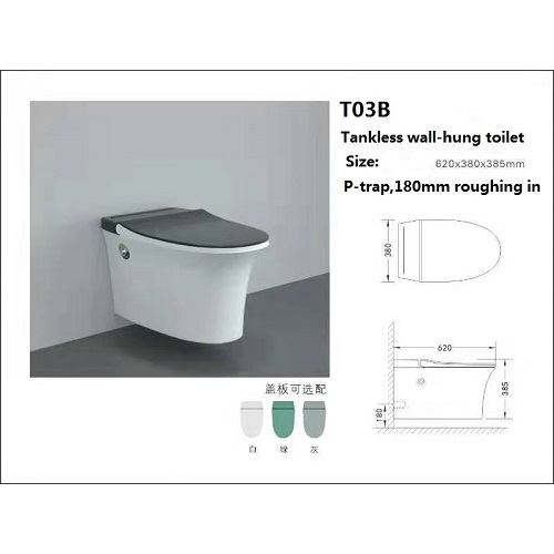 WC sospeso in ceramica P-Trap senza brida