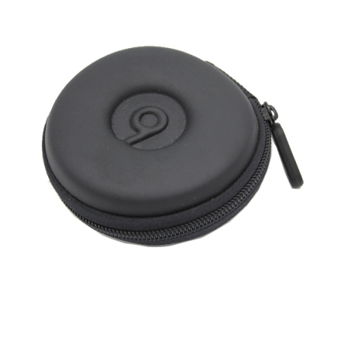 Top quality mini leather hard shell round earphone case with hook