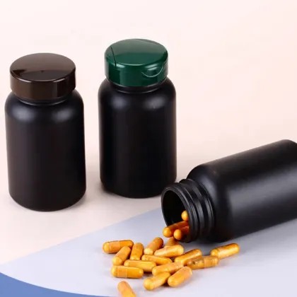 200CC Health Capsules Pharmaceutical Plastic Black Bottle HDPE
