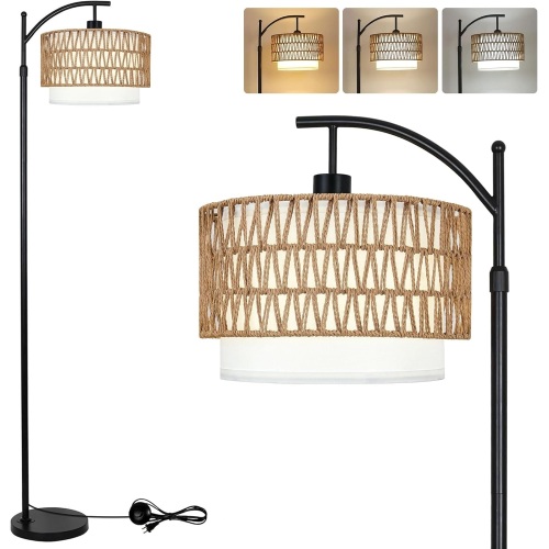 Remote control LED Bohemian rope arc floor lamp