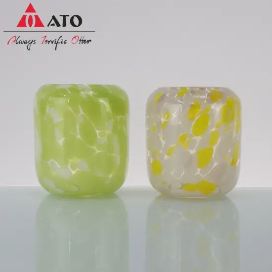 Yellow Color dot hand-blownglass cup Water Juice Glass