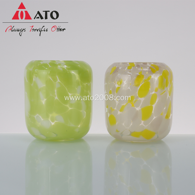 Yellow Color dot hand-blownglass cup Water Juice Glass