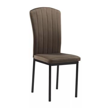 Soft Velvet Upholstered High-Back Armless Dining Chair with Black Metal Legs