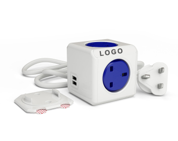 European Standard Plug PowerCube: 4 Sockets + 2 USB Ports, 16A Outlet