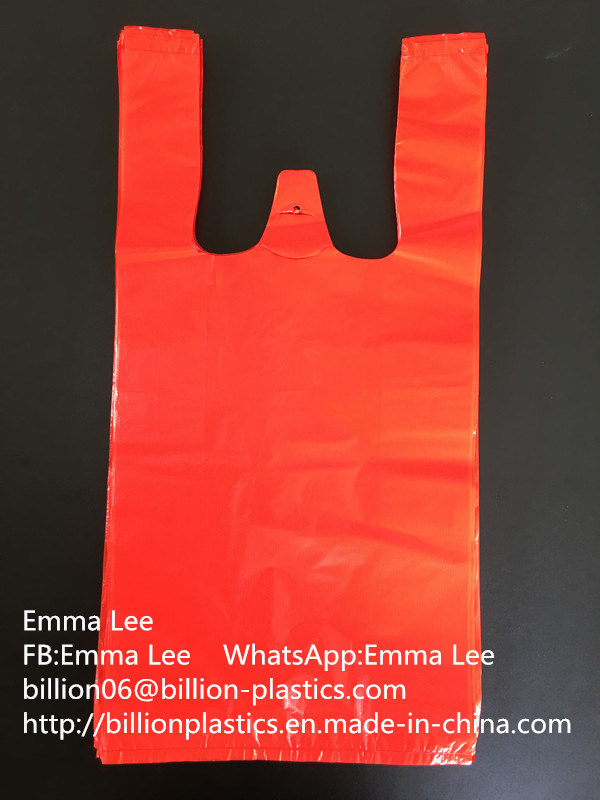 ldpe/hdpe plastic t shirt bag on roll for shopping