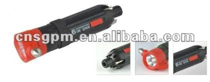 6pcs Emergency Hammer Knife Screwdriver Set with 3 LED