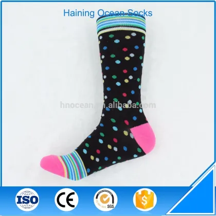 Newest design wave point pattern knitted socks women